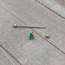 Load image into Gallery viewer, 14G Happy Christmas Tree Hat Holiday Industrial Barbell 38mm
