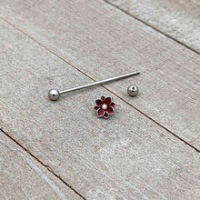 Load image into Gallery viewer, 14G Aurora Gem Poinsettia Flower Festive Industrial Barbell 38mm
