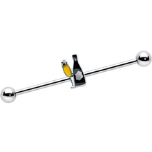 Load image into Gallery viewer, 14G Champagne Bottle Flute Yellow Industrial Barbell 38mm

