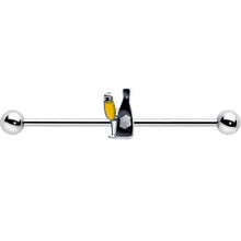Load image into Gallery viewer, 14G Champagne Bottle Flute Yellow Industrial Barbell 38mm

