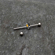 Load image into Gallery viewer, 14G Champagne Bottle Flute Yellow Industrial Barbell 38mm
