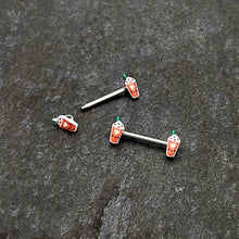 Load image into Gallery viewer, 14G 9/16 Sweet Pumpkin Frappe Autumn Barbell Nipple Ring Set

