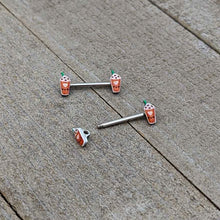 Load image into Gallery viewer, 14G 9/16 Sweet Pumpkin Frappe Autumn Barbell Nipple Ring Set
