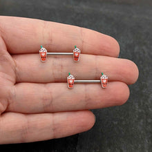 Load image into Gallery viewer, 14G 9/16 Sweet Pumpkin Frappe Autumn Barbell Nipple Ring Set
