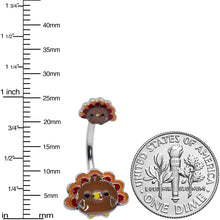 将图片加载到图库查看器，Cute Colorful Turkey Thanksgiving Double Mount Belly Ring
