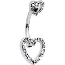 将图片加载到图库查看器，Clear Gem Open Heart Valentine Double Mount Belly Ring
