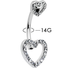 将图片加载到图库查看器，Clear Gem Open Heart Valentine Double Mount Belly Ring
