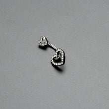 将图片加载到图库查看器，Clear Gem Open Heart Valentine Double Mount Belly Ring
