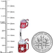 Load image into Gallery viewer, Sweet Red Hot Cocoa Marshmallow Holiday Double Mount Belly Ring
