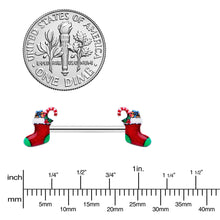 Load image into Gallery viewer, 14G 9/16 Cheery Christmas Stocking Red Barbell Nipple Ring Set
