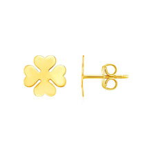 Load image into Gallery viewer, 14K Yellow Gold Four Leaf Clover Earrings
