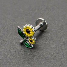 将图片加载到图库查看器，16G 1/4 Cheery Inlay Sunflowers Labret
