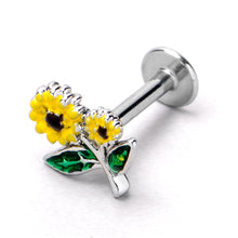 将图片加载到图库查看器，16G 1/4 Cheery Inlay Sunflowers Labret
