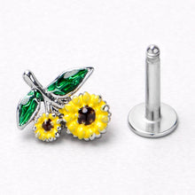 将图片加载到图库查看器，16G 1/4 Cheery Inlay Sunflowers Labret
