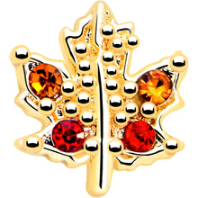 Load image into Gallery viewer, 20G 7mm Red Yellow Gem Gold Tone Maple Leaf L Shape Nose Ring
