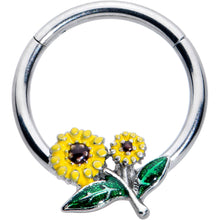 将图片加载到图库查看器，16G 3/8 Cheery Inlay Sunflowers Hinged Segment Ring

