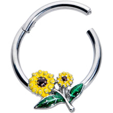 将图片加载到图库查看器，16G 3/8 Cheery Inlay Sunflowers Hinged Segment Ring
