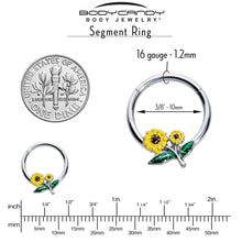将图片加载到图库查看器，16G 3/8 Cheery Inlay Sunflowers Hinged Segment Ring
