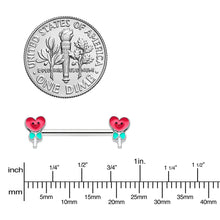 Load image into Gallery viewer, 14G 9/16 Sweet Happy Heart Lollipop Barbell Nipple Ring Set
