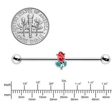 Load image into Gallery viewer, 14G Sweet Happy Rose Flower Industrial Barbell 38mm
