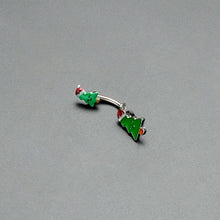 Load image into Gallery viewer, Merry Christmas Trees Hats Holiday Double Mount Belly Ring
