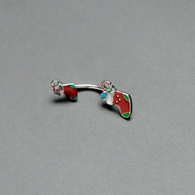 Load image into Gallery viewer, Merry Christmas Stockings Red Green Double Mount Belly Ring
