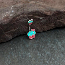 Load image into Gallery viewer, Sydney Belle Girlfriend Collection Sweet Happy Cupcake Pink Blue Double Mount Belly Ring
