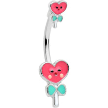 Load image into Gallery viewer, Sweet Happy Heart Lollipop Valentine Double Mount Belly Ring
