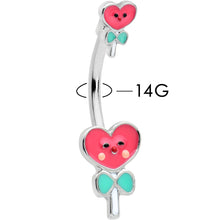 Load image into Gallery viewer, Sweet Happy Heart Lollipop Valentine Double Mount Belly Ring
