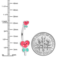 Load image into Gallery viewer, Sweet Happy Heart Lollipop Valentine Double Mount Belly Ring
