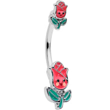 Load image into Gallery viewer, Sweet Happy Rose Flower Double Mount Belly Ring
