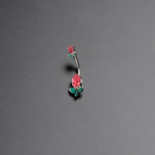 Load image into Gallery viewer, Sweet Happy Rose Flower Double Mount Belly Ring
