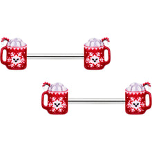 Load image into Gallery viewer, 14G 9/16 Sweet Hot Cocoa Holiday Barbell Holiday Nipple Ring Set

