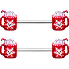 Load image into Gallery viewer, 14G 9/16 Sweet Hot Cocoa Holiday Barbell Holiday Nipple Ring Set
