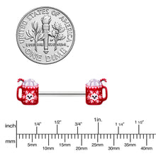 Load image into Gallery viewer, 14G 9/16 Sweet Hot Cocoa Holiday Barbell Holiday Nipple Ring Set
