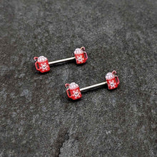 Load image into Gallery viewer, 14G 9/16 Sweet Hot Cocoa Holiday Barbell Holiday Nipple Ring Set
