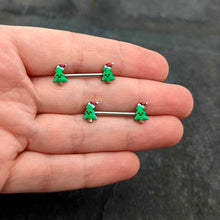 Load image into Gallery viewer, 14G 9/16 Happy Christmas Tree Hat Barbell Nipple Ring Set

