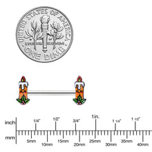 Load image into Gallery viewer, 14G 9/16 Sweet Holiday Christmas Candle Barbell Nipple Ring Set
