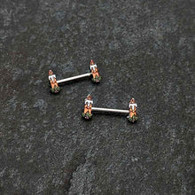 Load image into Gallery viewer, 14G 9/16 Sweet Holiday Christmas Candle Barbell Nipple Ring Set
