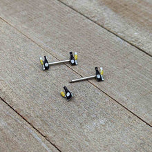 Load image into Gallery viewer, 14G 9/16 Champagne Bottle Flute Yellow Barbell Nipple Ring Set
