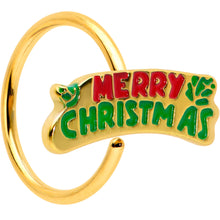 将图片加载到图库查看器，20G 5/16 Gold Tone Merry Christmas Inlaid Nose Hoop
