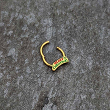 Load image into Gallery viewer, 16G 3/8 Gold Tone Merry Christmas Inlay Hinged Segment Ring
