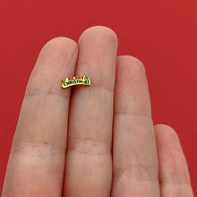 Load image into Gallery viewer, Gold Tone Merry Christmas Inlaid Red Green Barbell Tongue Ring
