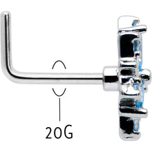 Load image into Gallery viewer, 20G 7mm Blue CZ Gem Snowflake Blues L Shape Nose Ring
