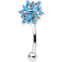Load image into Gallery viewer, 16G 5/16 Blue CZ Gem Snowflake Blues Curved Eyebrow Ring
