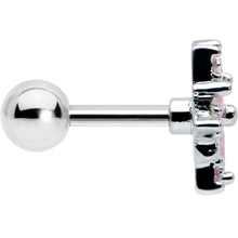Load image into Gallery viewer, 16G 1/4 Pink Clear CZ Gem Snowflake Cartilage Tragus Earring
