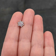 Load image into Gallery viewer, 16G 5/16 Pink Clear CZ Gem Snowflake Labret Monroe Tragus

