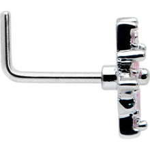 Load image into Gallery viewer, 20G 7mm Pink Clear CZ Gem Snowflake L Shape Nose Ring
