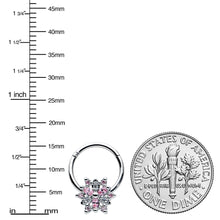 将图片加载到图库查看器，16G 3/8 Clear Pink CZ Gem Snowflake Hinged Circular Ring
