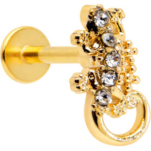Load image into Gallery viewer, 16G 5/16 Clear Gem Gold Tone Luscious Lizard Labret Monroe Tragus
